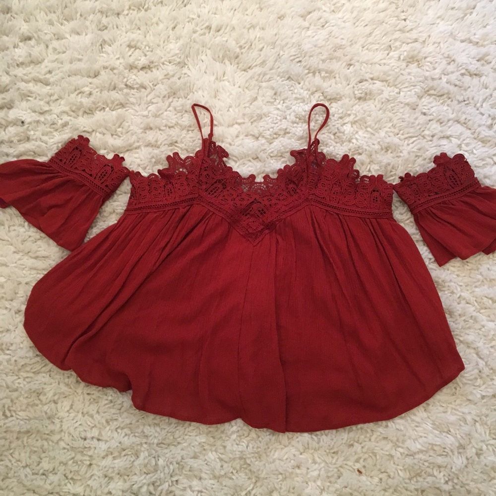 off the shoulder lace blouse